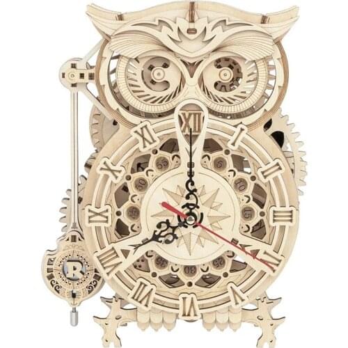 Creative DIY 3D Owl Clock Wooden Model Building Block Kits Assembly Toy Gift for Children And Adult