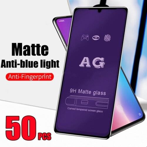 50pcs AG Matte Tempered Glass 9H Flim Anti-blue Light Screen Protector For iPhone 13 Pro Max 12 Mini 11 XS XR X 8 7 6 Plus SE