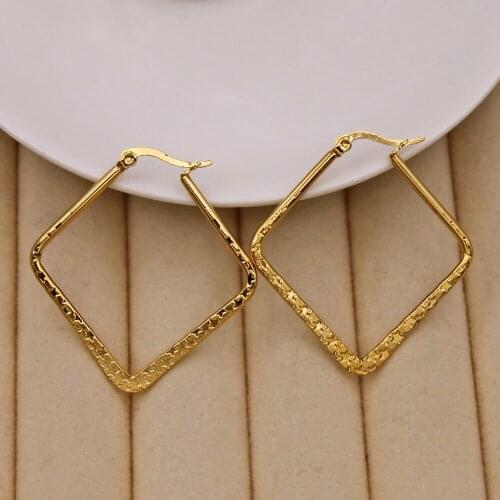 Fashion Trendy Earrings for Womens earring Gold Plate Gold Square Earring hoop Earrings Wedding Jewelry Gift Accessories