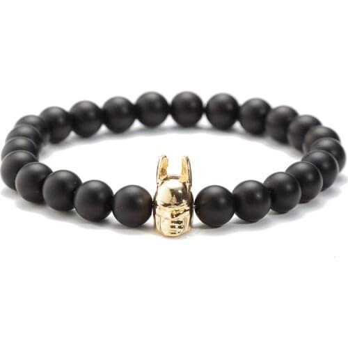 Trendy Black Frosted Stone Bat Bracelet Male Charm Bracelet Natural Frosted Bead Ladies Couple Bracelet Gift