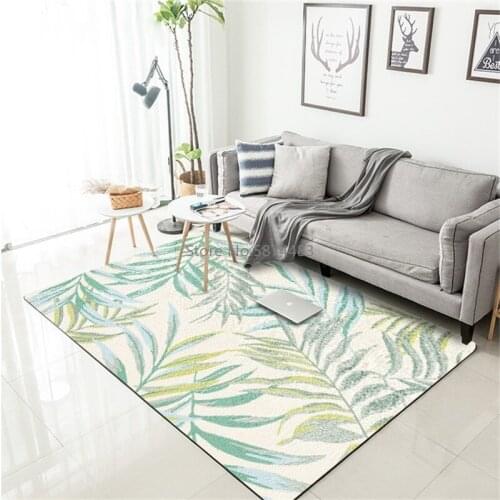 Fashion Modern Nordic Fresh Green Leaf Bedroom Living Room Door Mat Non-slip Bedside Carpet Floor Mat Customization