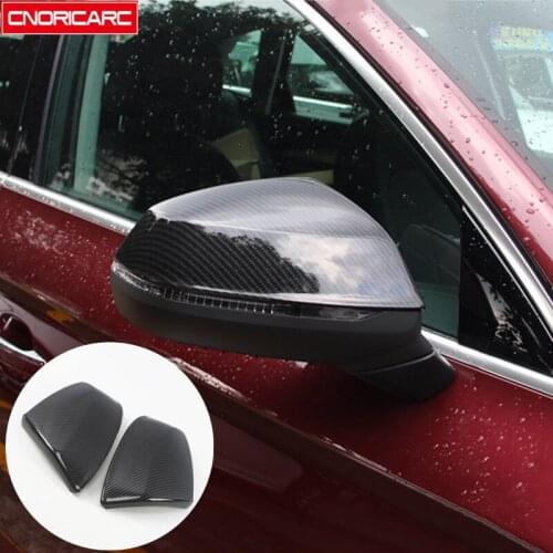 Carbon Fiber Style Reversing Rearview Mirror Cover Trim 2Pcs For Audi Q5 FY 2018 2019 ABS Car Exterior Styling Modified
