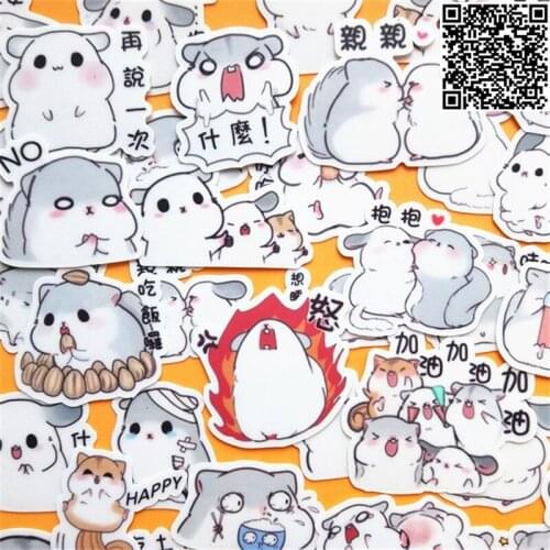 40 pcs Hamster White Stickers Cute Decorative Korean Style Sticker Scrapbooking For Laptop book phone Laptop Pad Children