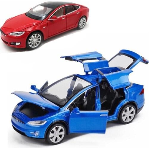 2020 New Arrival 1:32 Tesla Model S Alloy Model Car Six Open Door Sound Light Pull Back Metal Toy Car V208