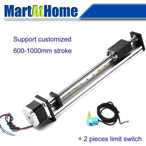 Threaded Rod Linear Guide Rail SFU1610 Ball Screw Linear Module 600-1000mm w/ Stepper Motor for 3D Printer Parts Robotic Arm Kit