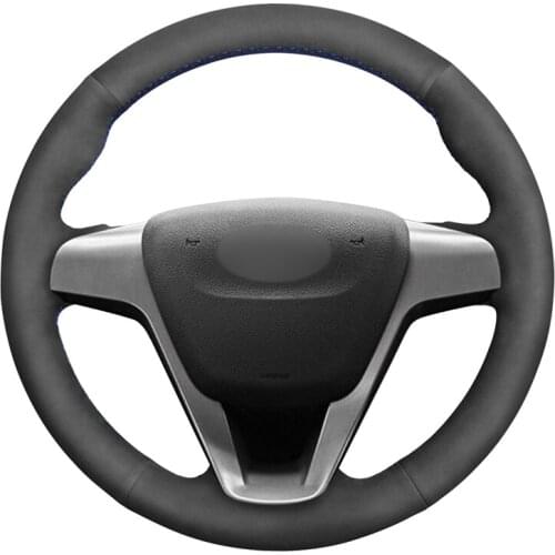 Hand-stitched DIY Black Suede Leather Car Steering Wheel Cover for Lada Vesta 2015 2016 2017 Accessories