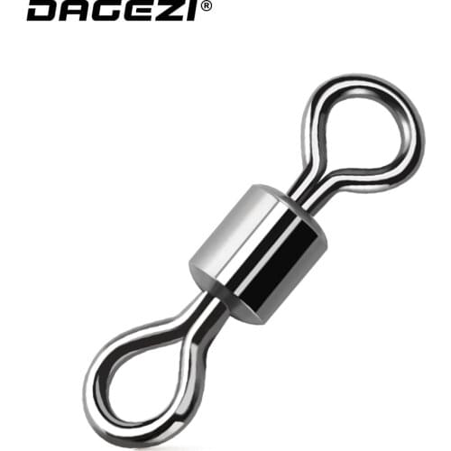 DAGEZI Stainless Steel Fishing Connector 8-word ring connector Rolling Swivel Solid Ring 25Pcs/lot Fishing Hook Tools
