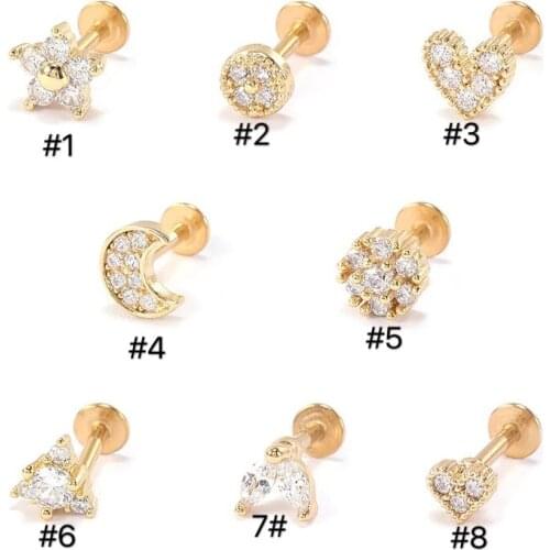 1 Pc Labret Lip Ring Zircon Anodized Internally Threaded Prong Gem 16G Tragus Helix Ear Piercing Earring women