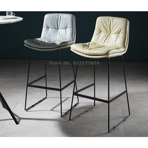 Nordic Light Luxury Bar Stool Backrest Home Iron High Stools Modern Minimalist Bar Leisure High Stools