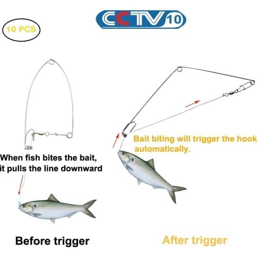 Standard Stainless Steel Spring Fishing Hook Setter Bait Bite Trigger Hook to Catch Fish Automatically Automatic Fishing trap