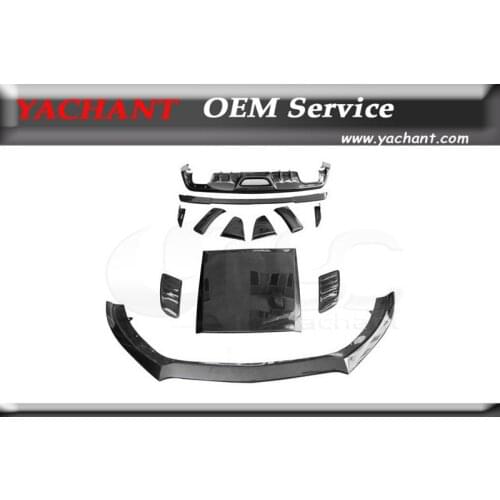 Carbon Fiber Bodykits Fit For 14-16 Mustang Roush Style Body Kit Front Lip Side Skirt Winglets Scoop Rear Diffuser Spoiler 12Pcs