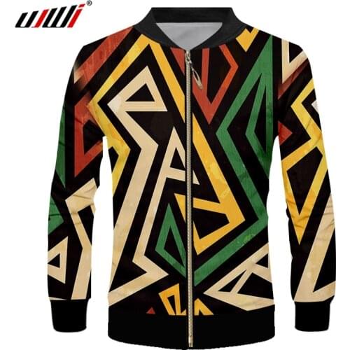 UJWI 3D Mens Jacket 90s Feel Color Geometric Jacket Large Size 5XL Zip Jacket Man Clothing Pullover Casual Wear Casual Purchase