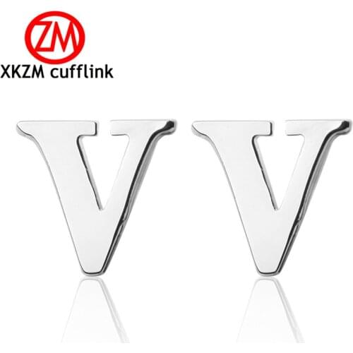 New Style Letter V Cufflinks for Mens Wedding Cufflinks Simple Shirt Cufflinks Male French high Cuff Links Suits Accessories