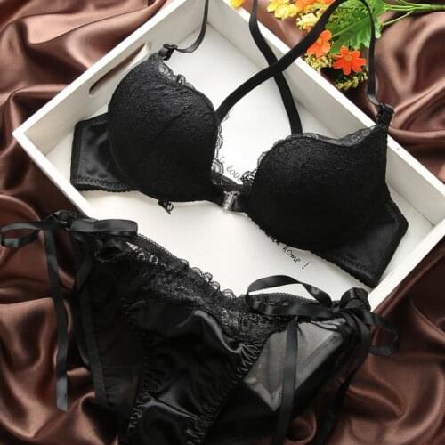 Women Push Up Bra Set Lingerie Sexy Front Buckle Bra Front Closure U Shape