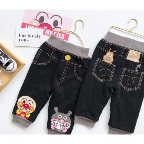 Tonytaobaby Winter New Boys and Girls' Jeans Like Wool Pants with Plush Knitting Cotton Pants