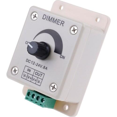 1PC 12-24V 8A Adjustable Brightness LED Dimmer Switch Lamp Strip Driver Single Color Light Power Supply Controller