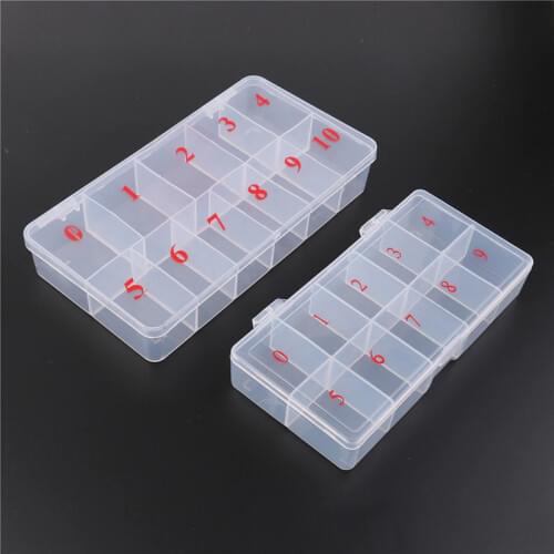 10/11 Fake Nail Art Tips Case Manicure Nail Tool Art Tips Box Storage Case Natural Translucent Acrylic Plastic Cells False Nail