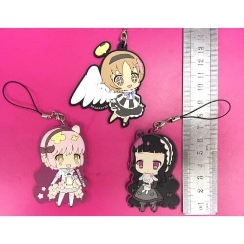 3pcs/lot Magical Girl Raising Project Original Japanese anime figure rubber mobile phone charms keychain strap G1058