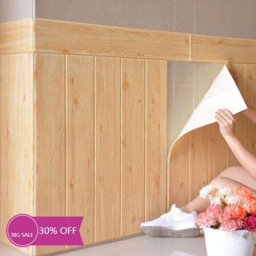 DIY Wood Grain Stickers Living Room 3d Brick Wallpaper For Kids Room Bedroom Home Decor 3d Wall Covering Self Adhesive Wallpaper