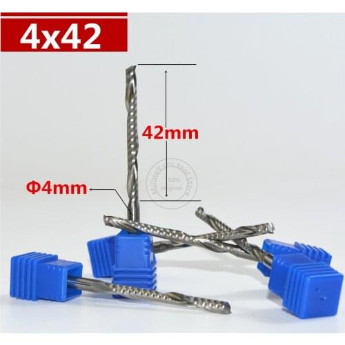 4mm*42mm,Freeshipping CNC Solid carbide woodworking router bit,Tungsten end mill,1 flute end milling cutter,MDF,acrylic,PVC
