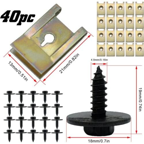 40x U Nut Hex Screw Speed Fastener Undertray Sheet Metal Clip Fixing For BMW Easy Installed And No Modification Needed