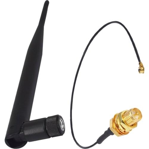 WiFi Antenna 2.4 GHz 5dBi 802.11b/g Aerial RP-SMA Male Wireless Router +Mini PCI U.FL IPX to RP SMA Jack Pigtail Cable