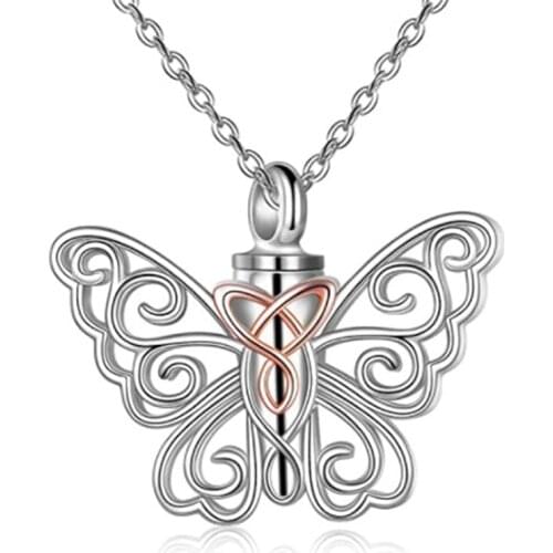 Butterfly Urn Necklace For Ashes Pendant Pets Cremation Keepsake Necklace For Women Jewelry