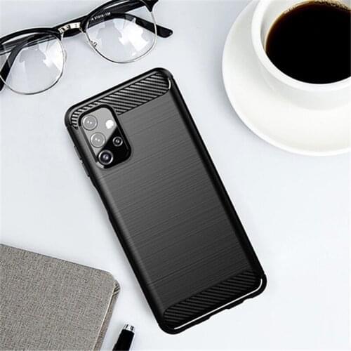 For Samsung Galaxy A32 5G Case Bumper Rubber Silicone Carbon Fiber Cover For Samsung A32 5G Phone Case For Samsung A32 5G Case