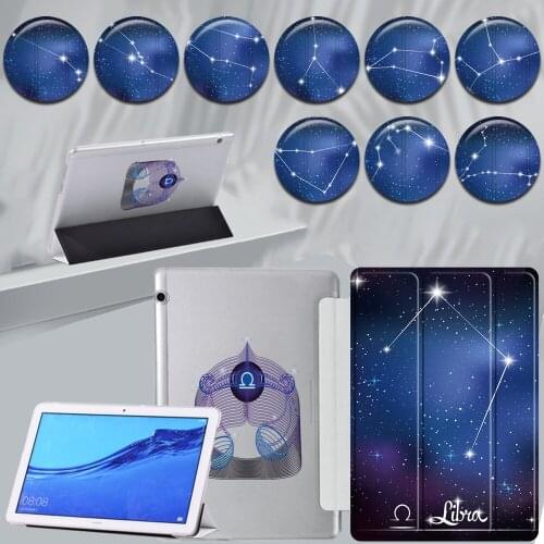 Constellation Series Tablet Case for Huawei MediaPad T3 10 9.6-inch/MediaPad T5 10 10.1-inch Funda PU Leather Fold Stand Cover