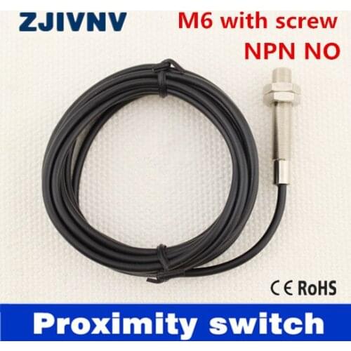 High quality 10 pcs cylinder type M6 NPN NO/ normally open DC 3 wires proximity inductive sensor switch with body screw IP67