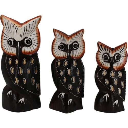 3-Piece Wooden Owl Sculpture, Natural Decorative Owl, Gift Home Decoration, Quality Home Decoration, Ornament