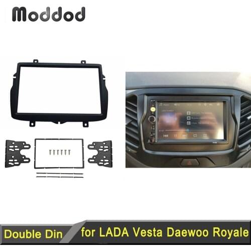Double 2 Din Fascia for 2016 Daewoo Royale Lada Vesta Radio DVD Stereo Panel Dash Mount Trim Kit Frame Installation