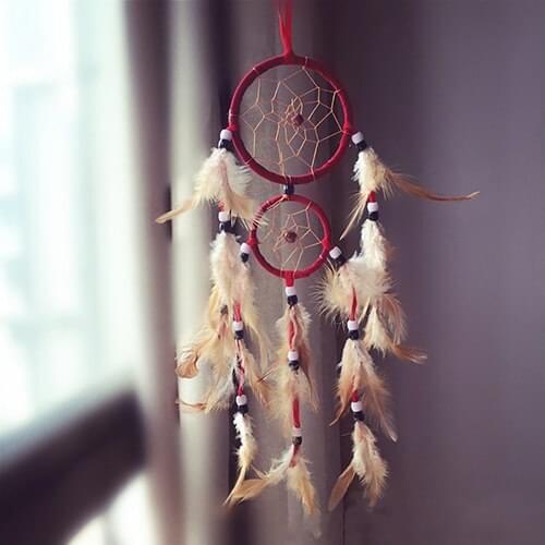 Double Circle Dream Catcher with Feathers Hanging Decoration Bedroom Ornament