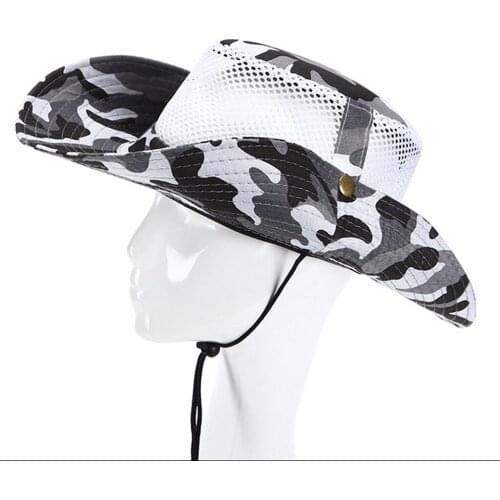 Breathable Wide Brim Hat Outdoor Sun Protection Mesh Safari Cap