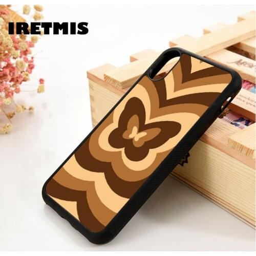 Iretmis 5 5S SE 6 6S TPU Silicone Rubber Phone Case Cover for iPhone 7 8 Plus X Xs 11 12 MINI Pro Max XR Brown Butterfly