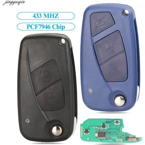 Jingyuqin 2/3 Buttons Flip Remote Car Key 433MHZ PCF7946 Chip For Fiat 500 Panda Punto Bravo