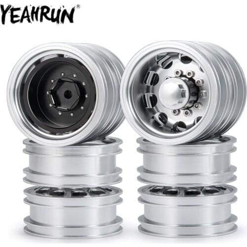 YEAHRUN Tamiya Rear Wheel Rims Metal Beadlock Wheel Hubs for 1/14 Tamiya Trailer Tractor Truck RC Car Upgrade Parts