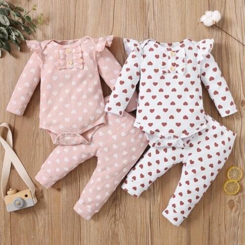 Ma&Baby 0-18M Newborn Infant Baby Girls Clothes Set Heart Print Knitted Romper Pants Headband Outfits Autumn Spring Clothing