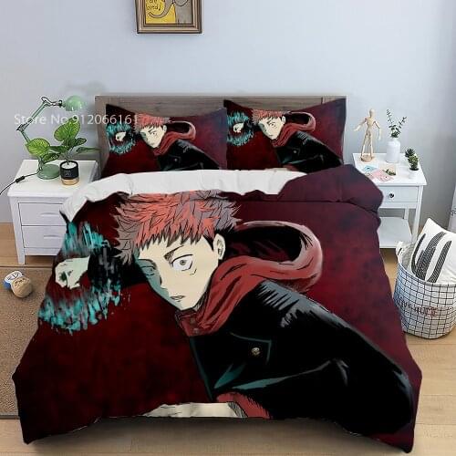 Japan Anime Duvet Cover For Bedroom Jujutsu Kaisen Bedding Set Twin Single Queen Bed Cover Set For Kids Gift 2/3 Pieces