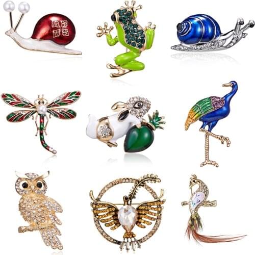 Fashion Enamel Frog Dragonfly Snails Brooches Jewelry for Men Cartoon Animal Brooch Pins For Kids Birthday Gifts Hats Jewelry
