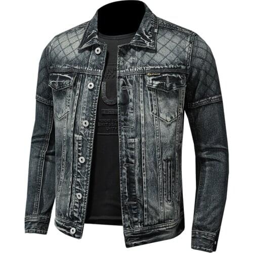 2021 Spring Fall New High Quality Mens Solid Color Single Breasted Slim High Street Long Sleeve Jean Jackets for Men