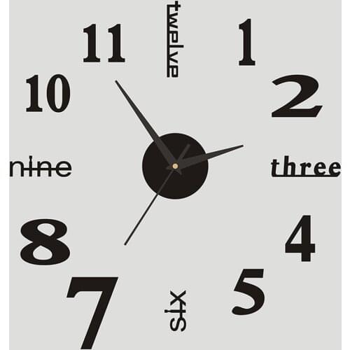 DIY Wall Clock Acrylic Digital Wall Stickers Clock Living Room Home Free Punch Wall Clock Bedroom Mute Clock