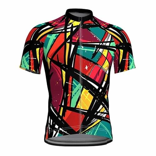 XIMATT New Style Summer Cycling Jersey Polyester Mens Sports Short Sleeve Quick Dry Anti-UV Bicycle Cothing Moisture Wicking