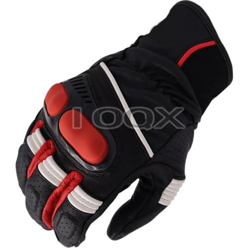 NEW Hyperion Short Leather Motorcycle Gloves Black/Red Racing Gloves Genuine Leather Motorbike Gloves