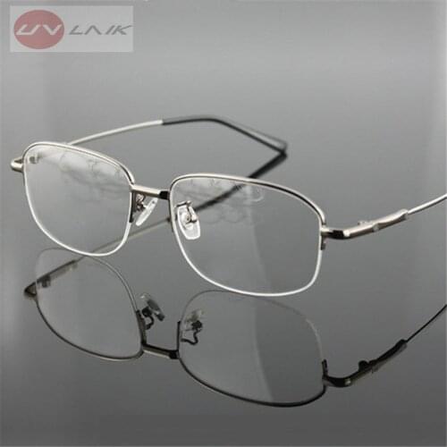 UVLAIK Memory Titanium Eyeglasses Half Alloy Frame Optical Glasses Frame Men Women Retro Half-frame Glasses Prescription Frames