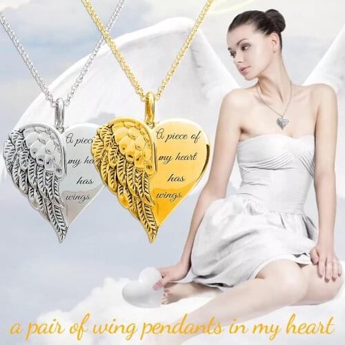 Otoky I have a pair of wings in my heart pendant angel wings engraved commemorative Necklace creative fashion personality