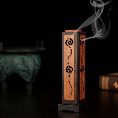 PINNY Purple Sandalwood Sculpture Stick Incense Burner Wood Pomades Joss Sticks Incense Holder Handmade Censer Aromatherapy