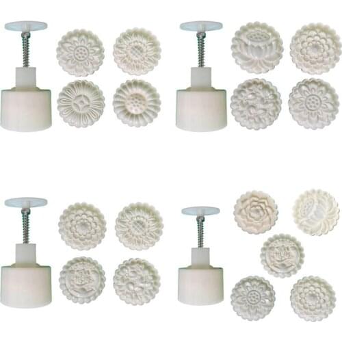 Plastic Mooncake Mold 125g Flower Stamp Cookie Cutter Mould DIY Baking Accessories Mid-Autumn Festival Kitchen Gadgets