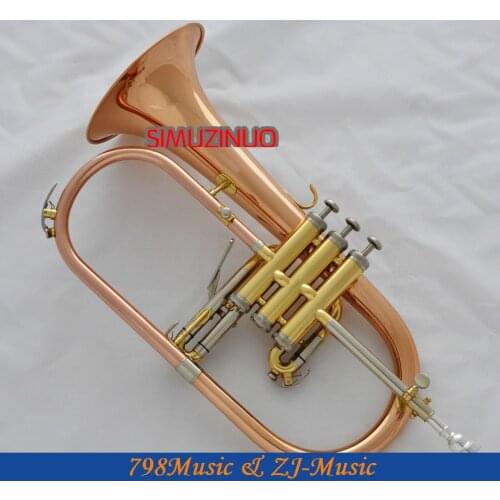 Professional Rose Brass Flugelhorn Monel Valves Cupronickel Tuning Horn in Case