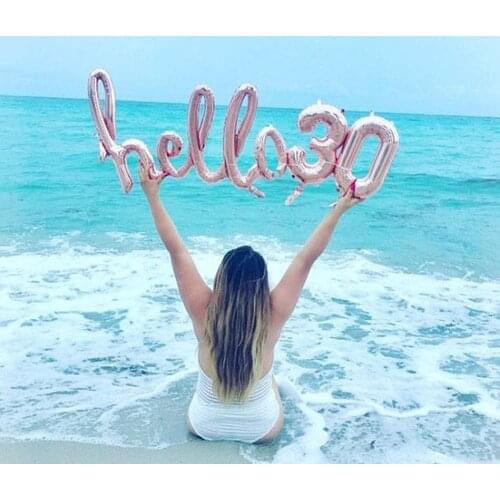 Rose Gold Hello 30 Foil Balloons Baby Shower 10/18/20/21/25th 30th birthday party Decor 15 40 number Balls Inflatable Air Globos